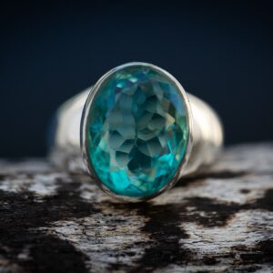 Sterling Silver Faceted Fluorite Ring - Blue Green Gemstone, Size 6.5 Sterling Silver Faceted Fluorite Ring - Blue Green Gemstone, Size 6.5