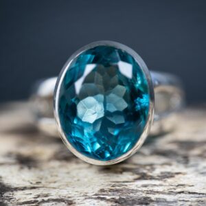 Teal Fluorite Sterling Silver Ring: Natural Blue Green Gemstone, Size 7 Teal Fluorite Sterling Silver Ring: Natural Blue Green Gemstone, Size 7