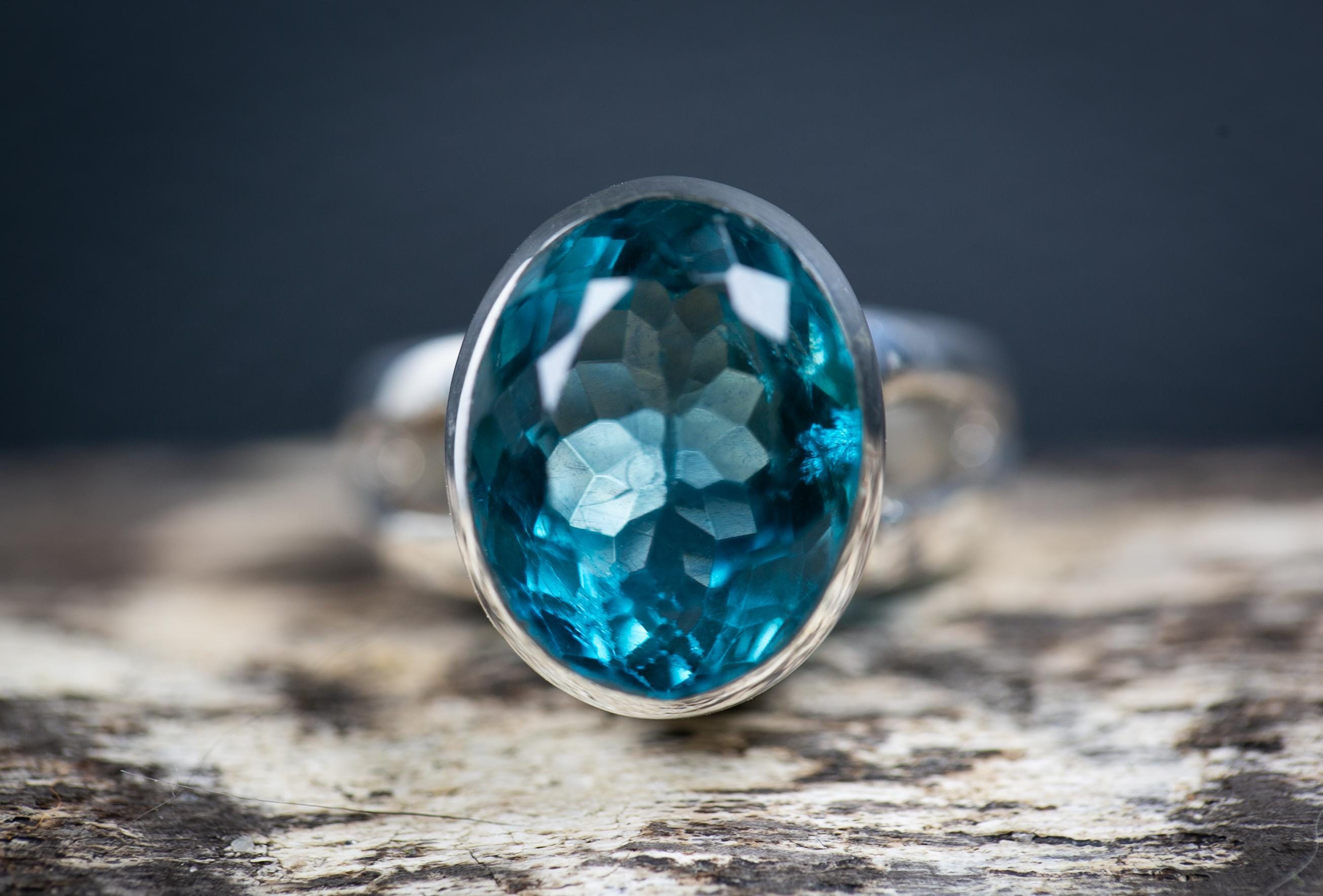 Teal Fluorite Sterling Silver Ring: Natural Blue Green Gemstone, Size 7