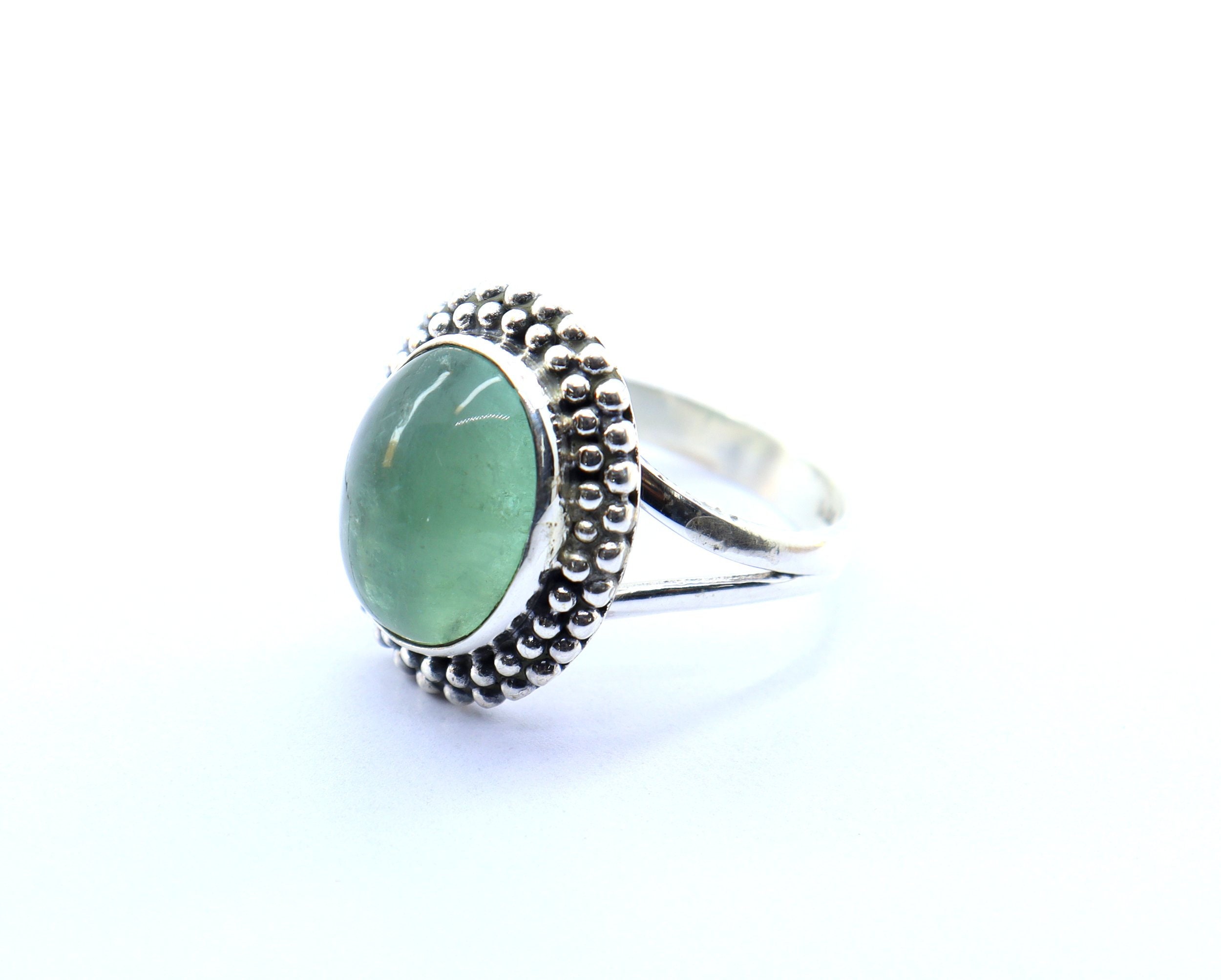 Vintage Fluorite Ring: Minimalist 925 Sterling Silver, February Birthstone