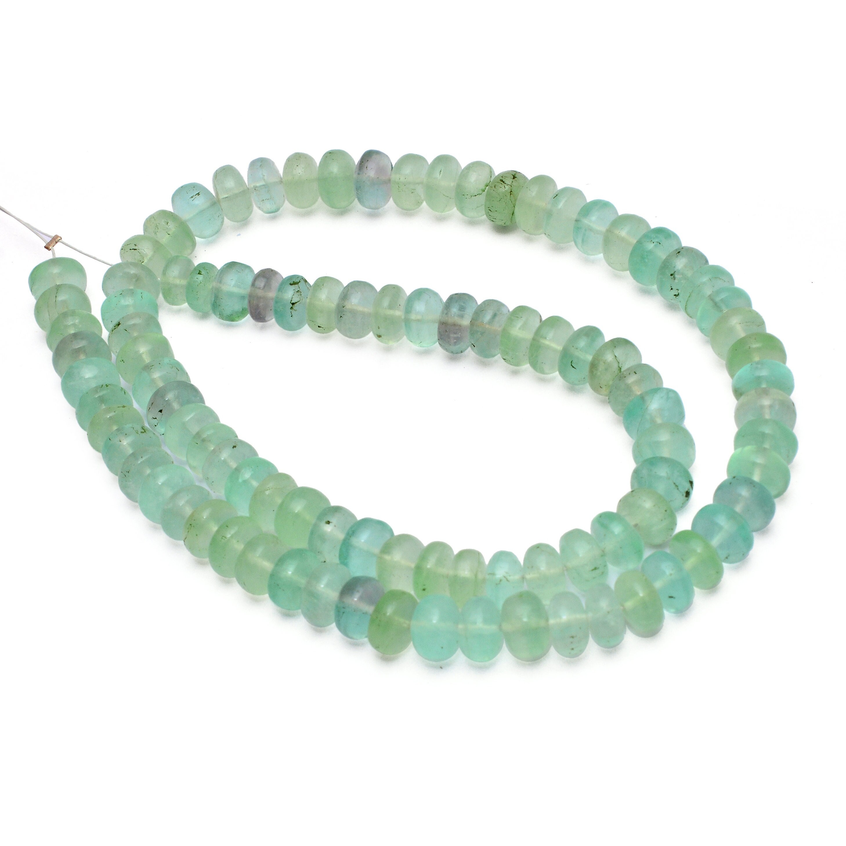 Aaa+ Green Fluorite Gemstone 7mm-8mm Smooth Rondelle Beads | 18" Strand | Natural Fluorite Semi Precious Gemstone Loose Beads For Jewelry