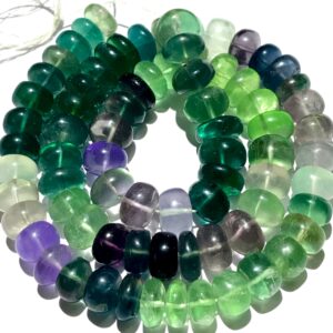 AAA+ Multi Fluorite Gemstone Beads Natural Fluorite Smooth Rondelle Beads Green Fluorite Beads Bio Colour Fluorite Rondelle Beads 18” Strand
