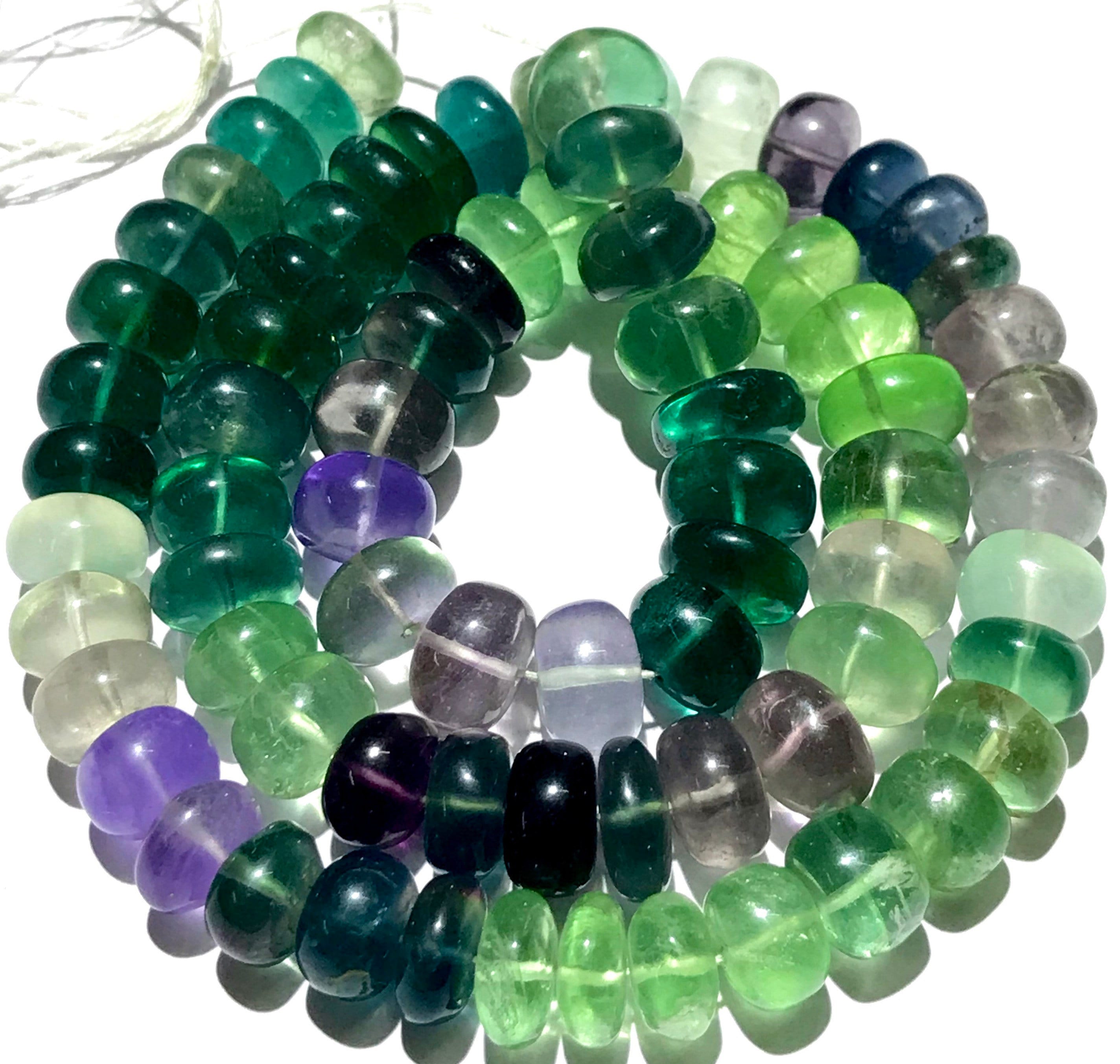 Aaa+ Multi Fluorite Gemstone Beads Natural Fluorite Smooth Rondelle Beads Green Fluorite Beads Bio Colour Fluorite Rondelle Beads 18” Strand