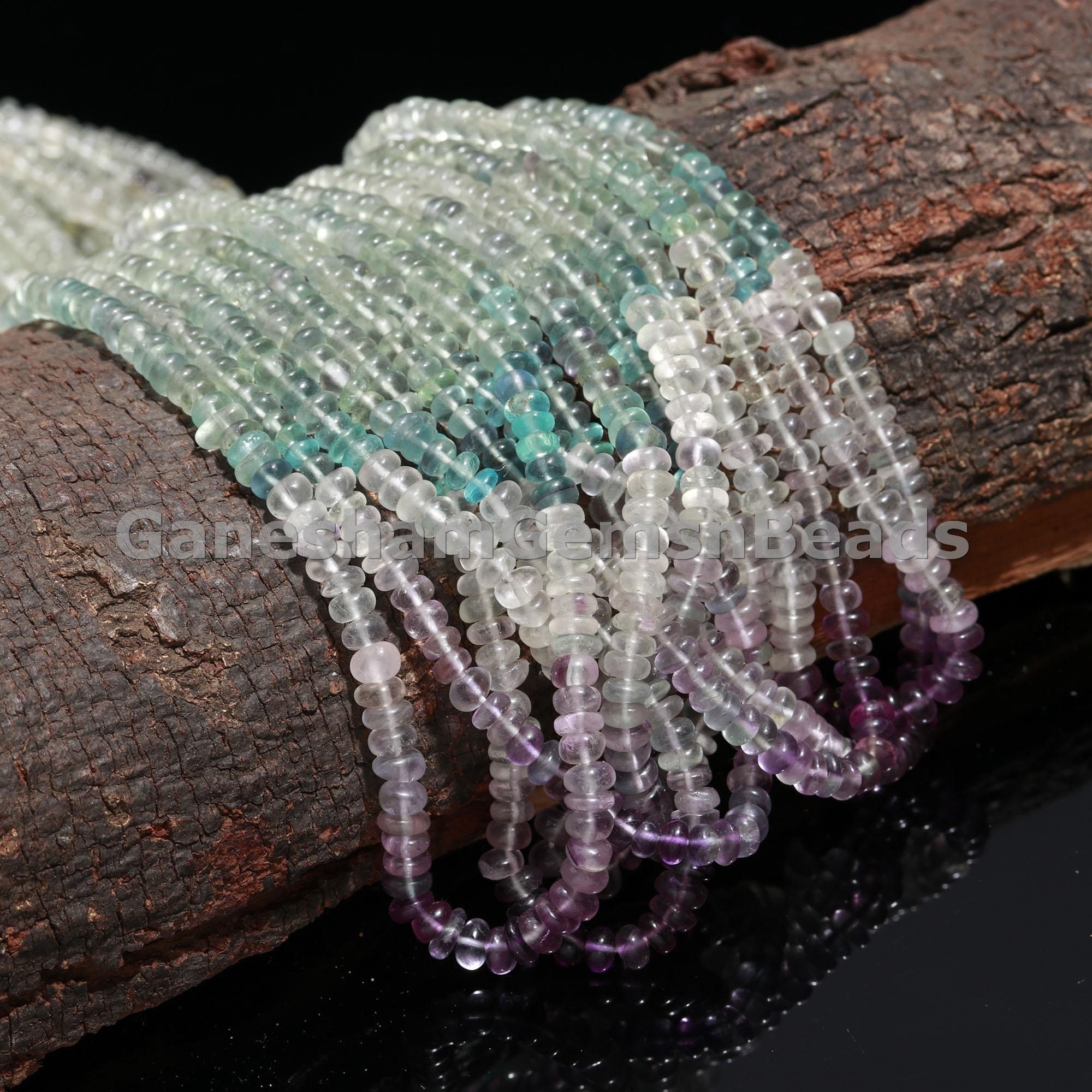 Aaa+ Natural Multi Fluorite Smooth Rondelle Gemstone Beads, Multi Color Gemstone Beads, Wholesale Beads For Jewelry Making, Gift For Women