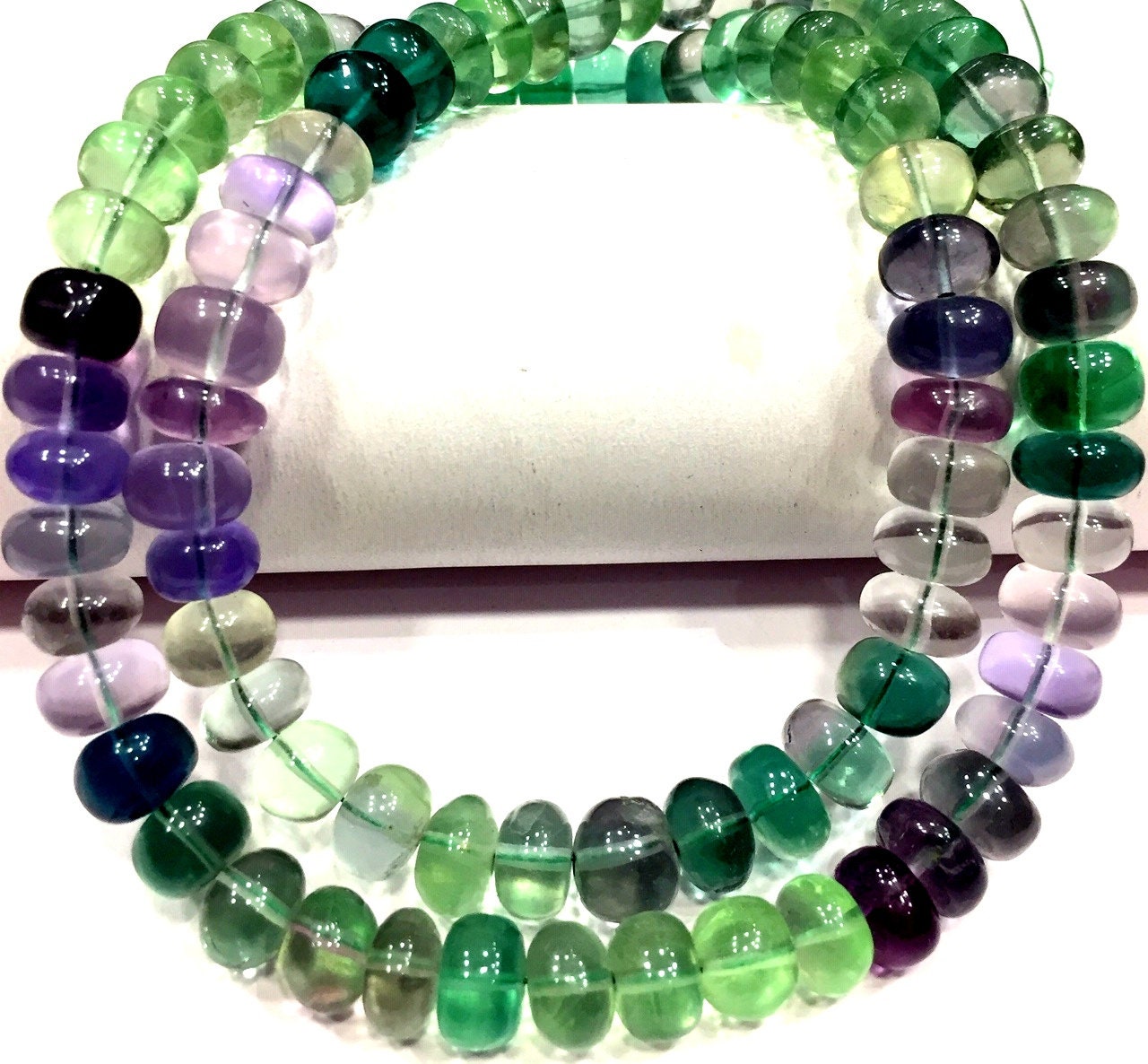 Aaa+ Quality~~natural Fluorite Smooth Rondelle Beads 8.mm Rondelle Beads Multi Fluorite Gemstone Beads Multi Color Rondelle Beads Strand.