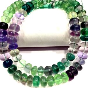 AAA+ QUALITY~~Natural Fluorite Smooth Rondelle Beads 7.5 MM Rondelle Beads Multi Fluorite Gemstone Beads Multi Color Rondelle Beads Strand.