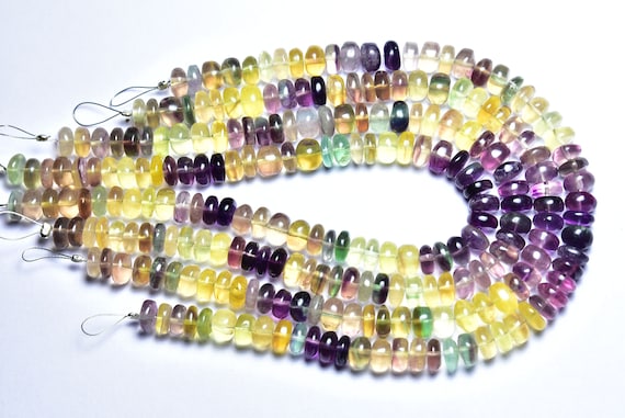 Fluorite Rondelle Beads - 8 Inches - Super Quality Natural Smooth Beautiful Fluorite Rondelle - Size Is 6 - 7.5 Mm #2740