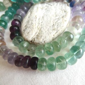 Blue Green Fluorite Rondelle 8mm Beads- 4in Strand Gemstone-necklace Jewelry Making Craft Natural Beads