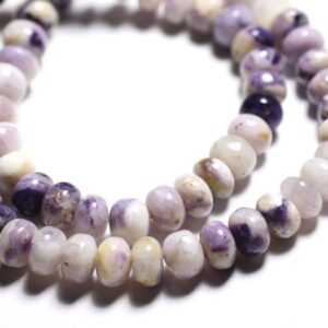 Fil 31cm 70pc env - Perles de Pierre - Tiffany Stone Opale Fluorite Bertrandite Rondelles 6-8mm