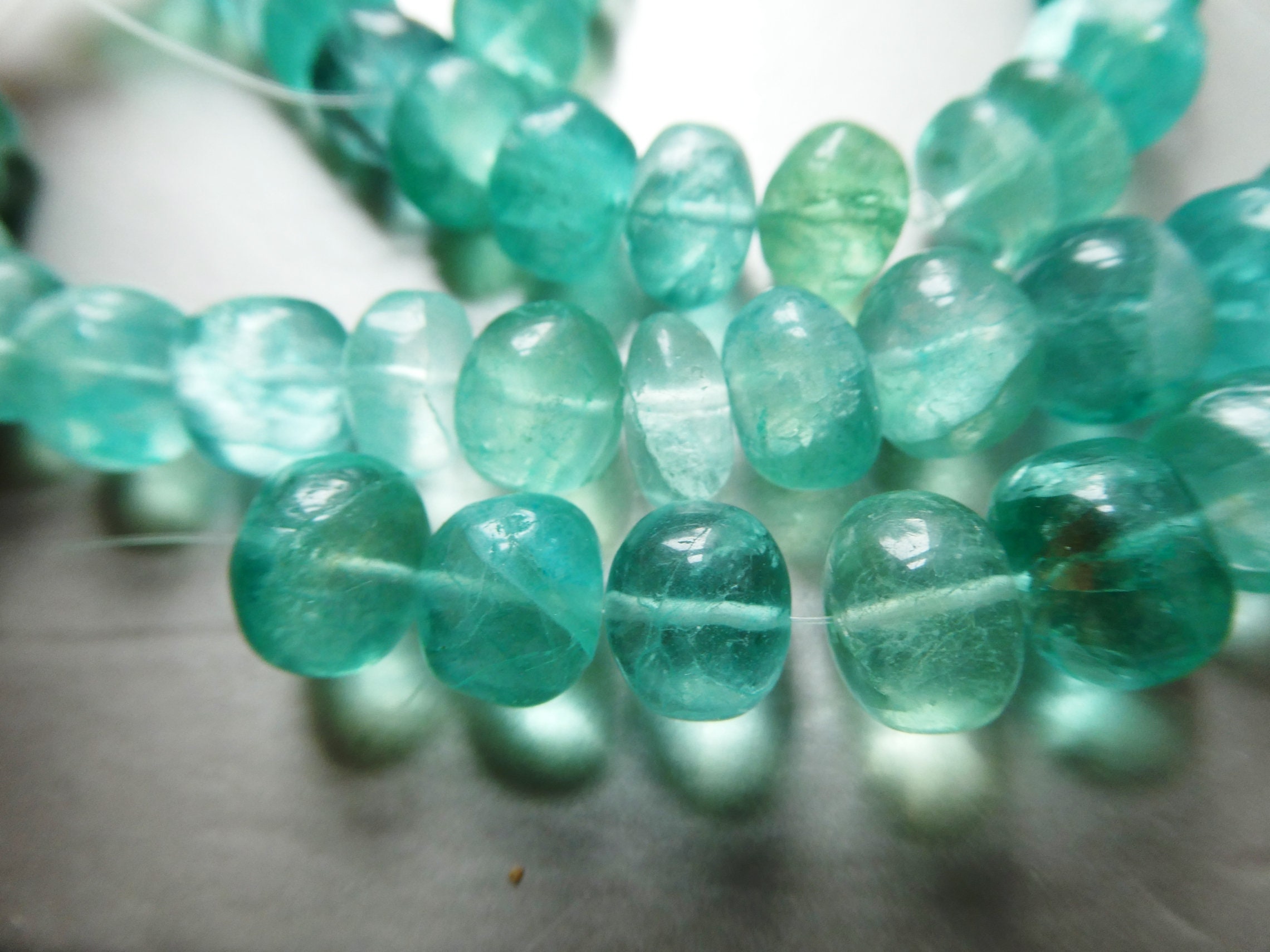 Green Fluorite Rondelle 10mm Beads- 4in Strand Translucent Gemstone -jewelry Making-craft Natural Beads