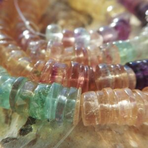 Multi Shaded Fluorite Rondelle 6mm Beads- 6in Strand Gemstone -jewelry Making- Craft Beads