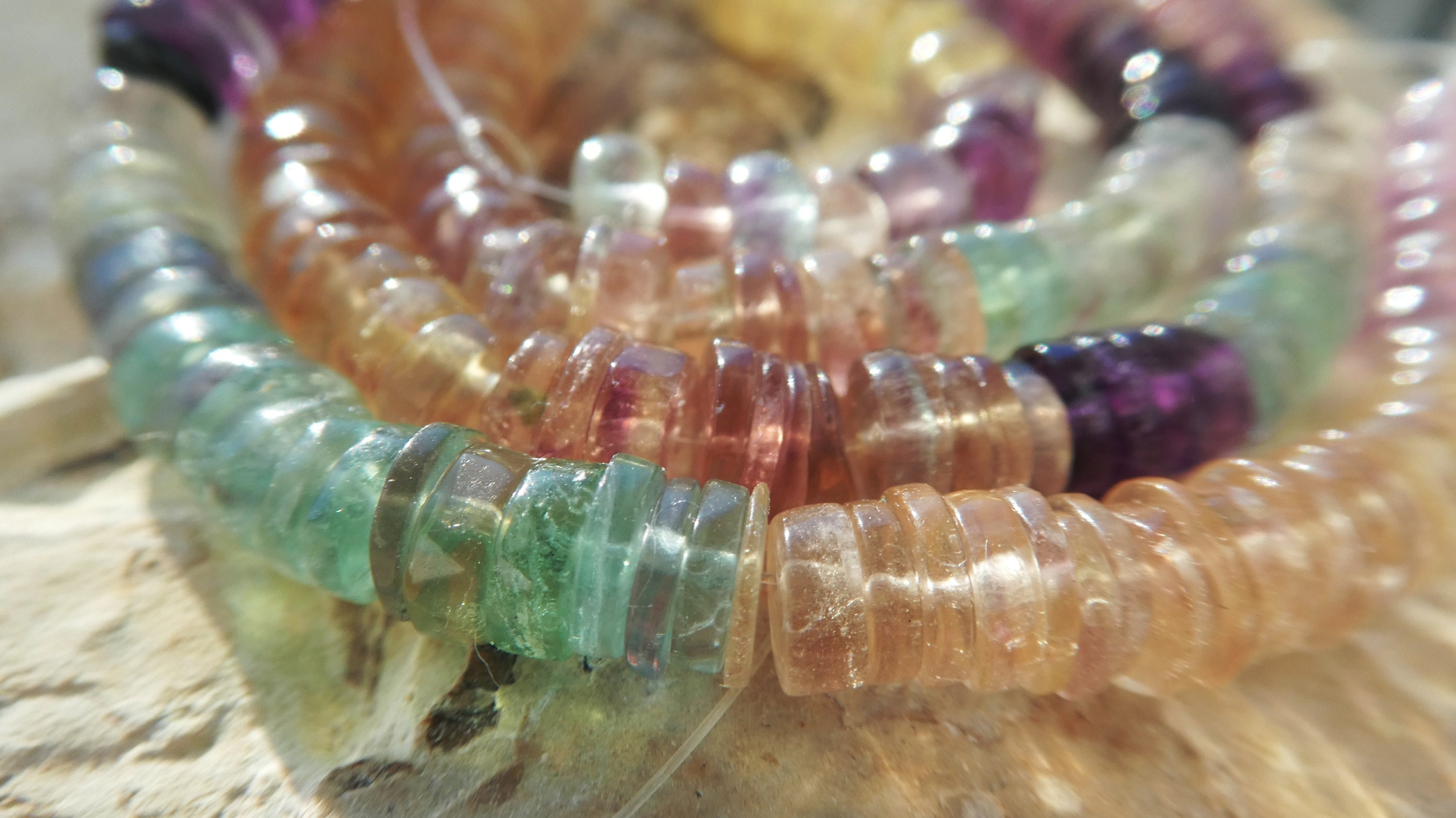 Multi Shaded Fluorite Rondelle 6mm Beads- 6in Strand Gemstone -jewelry Making- Craft Beads