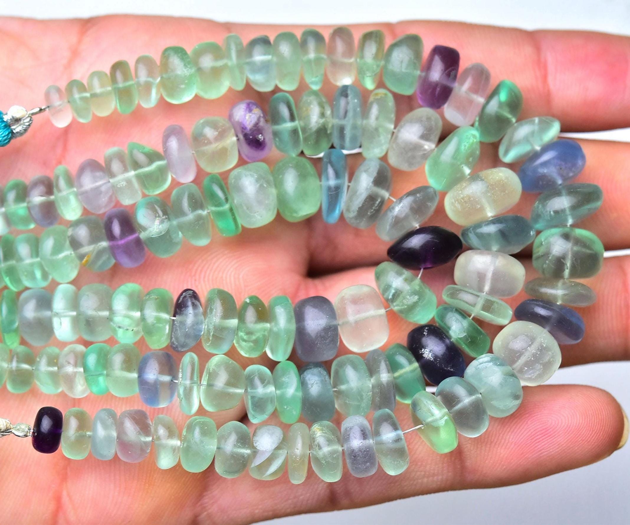 Natural Fluorite Rondelle Beads 7mm To 11mm Smooth Rondelles Gemstone Beads Superb Aaa Flourite Beads Roundel Jewelry 7 Inches Strand No4887
