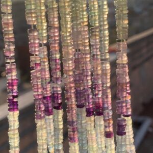 Natural Multi Fluorite Plain Tyre Shape Gemstone Beads, Size- 6mm Wheel Cut 16 Inch Strand For Making Jewelry & Craft