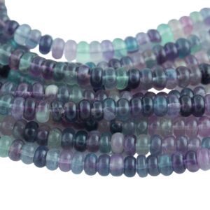 Natural Rainbow Flourite High Quality in 6mm and 8mm  Roundel- Full 15.5 Inch Strand  Smooth Gemstone Beads