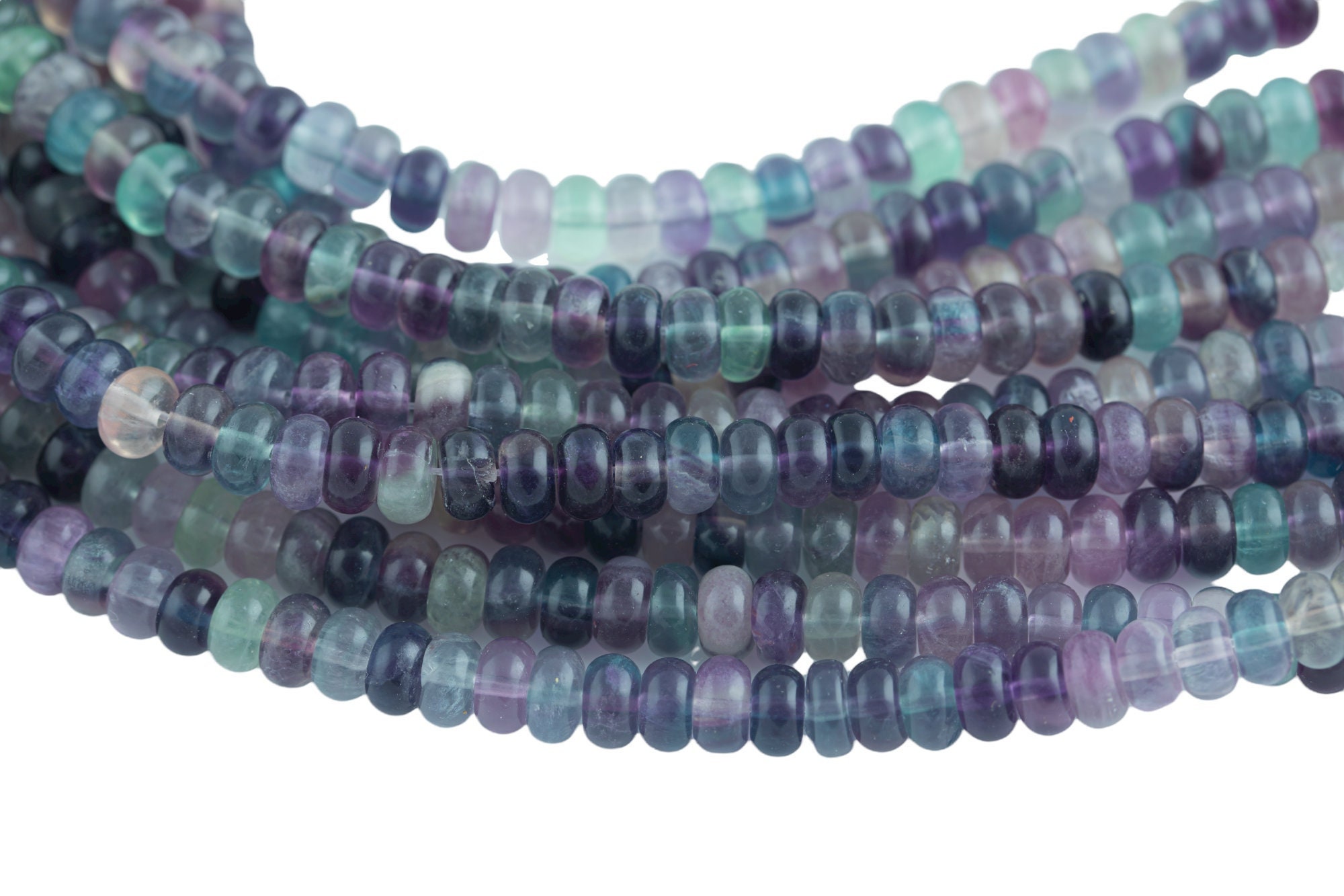 Natural Rainbow Flourite High Quality In 6mm And 8mm Roundel- Full 15.5 Inch Strand Smooth Gemstone Beads