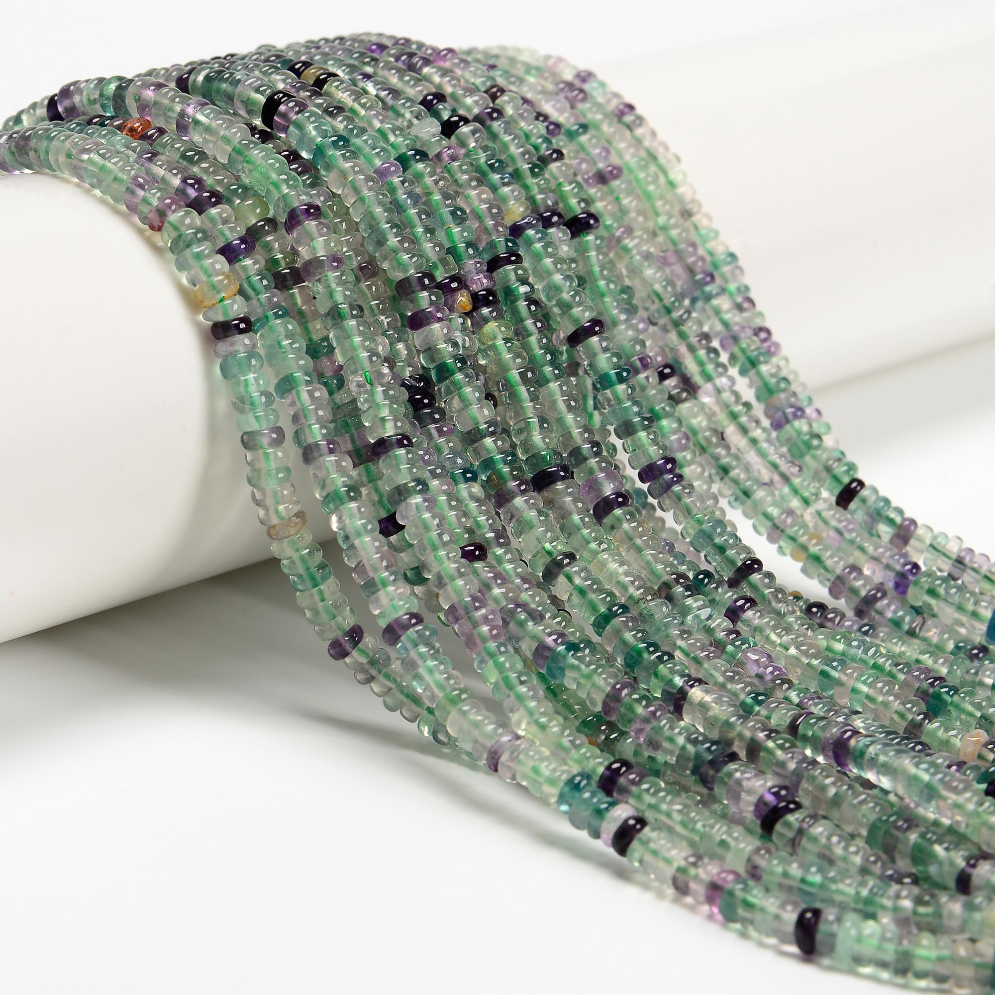 Natural Fluorite Smooth Rondelle Beads Size 2x4mm 15.5'' Strand Natural Fluorite Smooth Rondelle Beads Size 2x4mm 15.5'' Strand