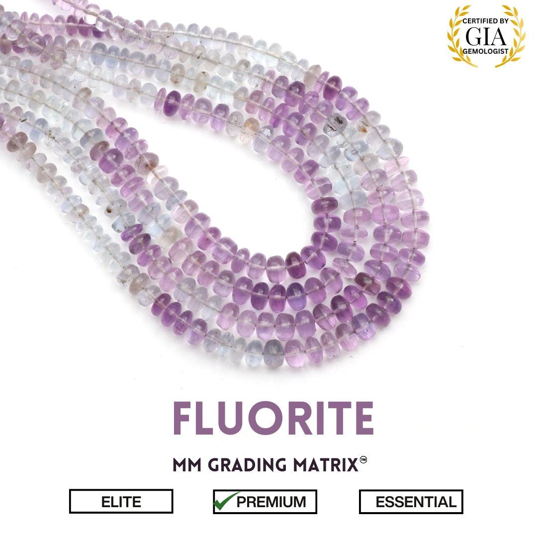 Natural Fluorite Smooth Rondelle Shape Beads, Fluorite Plain Gemstone Beads, Wholesale Loose Beads For Jewelry Making, Fluorite Beads 18"
