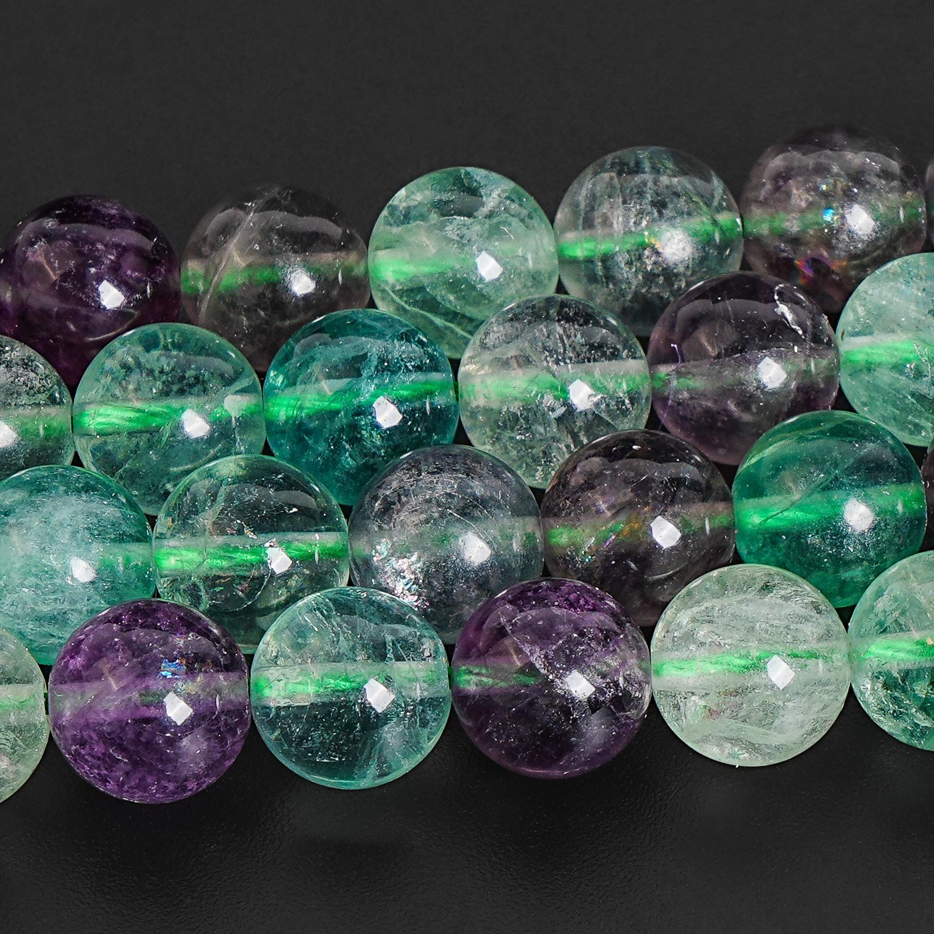 Green Purple Fluorite Beads Grade Aa Genuine Natural Gemstone Round Loose Beads 4mm 6mm 8mm 10mm Bulk Lot Options
