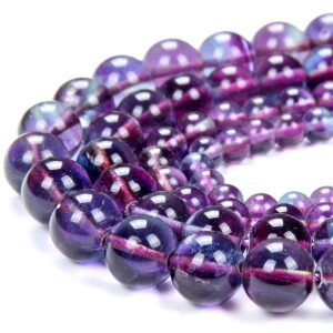 Natural Fluorite Purple Blue Gemstone Grade Aa Round 4mm 5mm 6mm 7mm 8mm 9mm Loose Beads (d333)