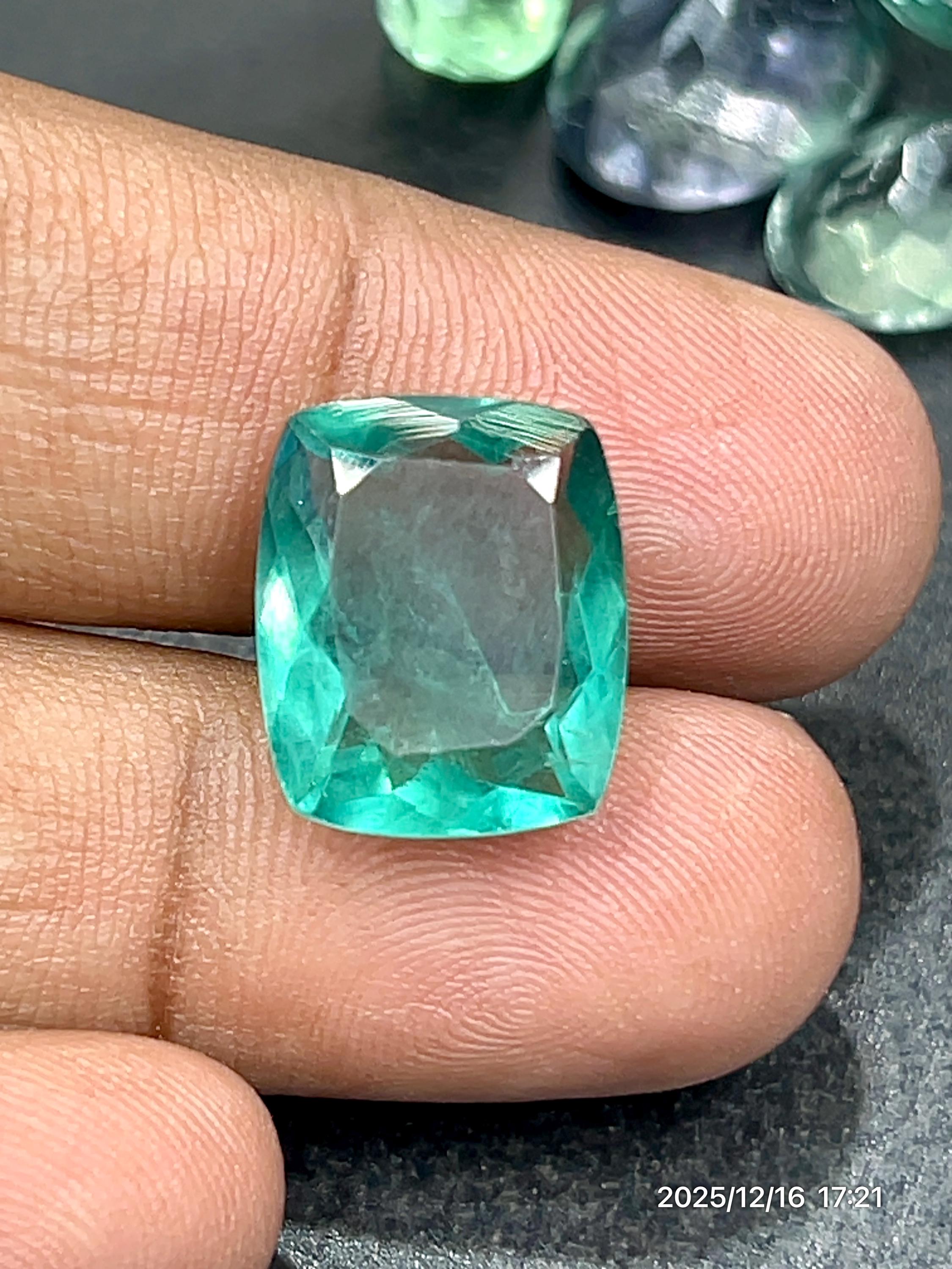 Aqua Green Fluorite Gemstone | Rectangular Cut Loose Stone For Jewelry Making