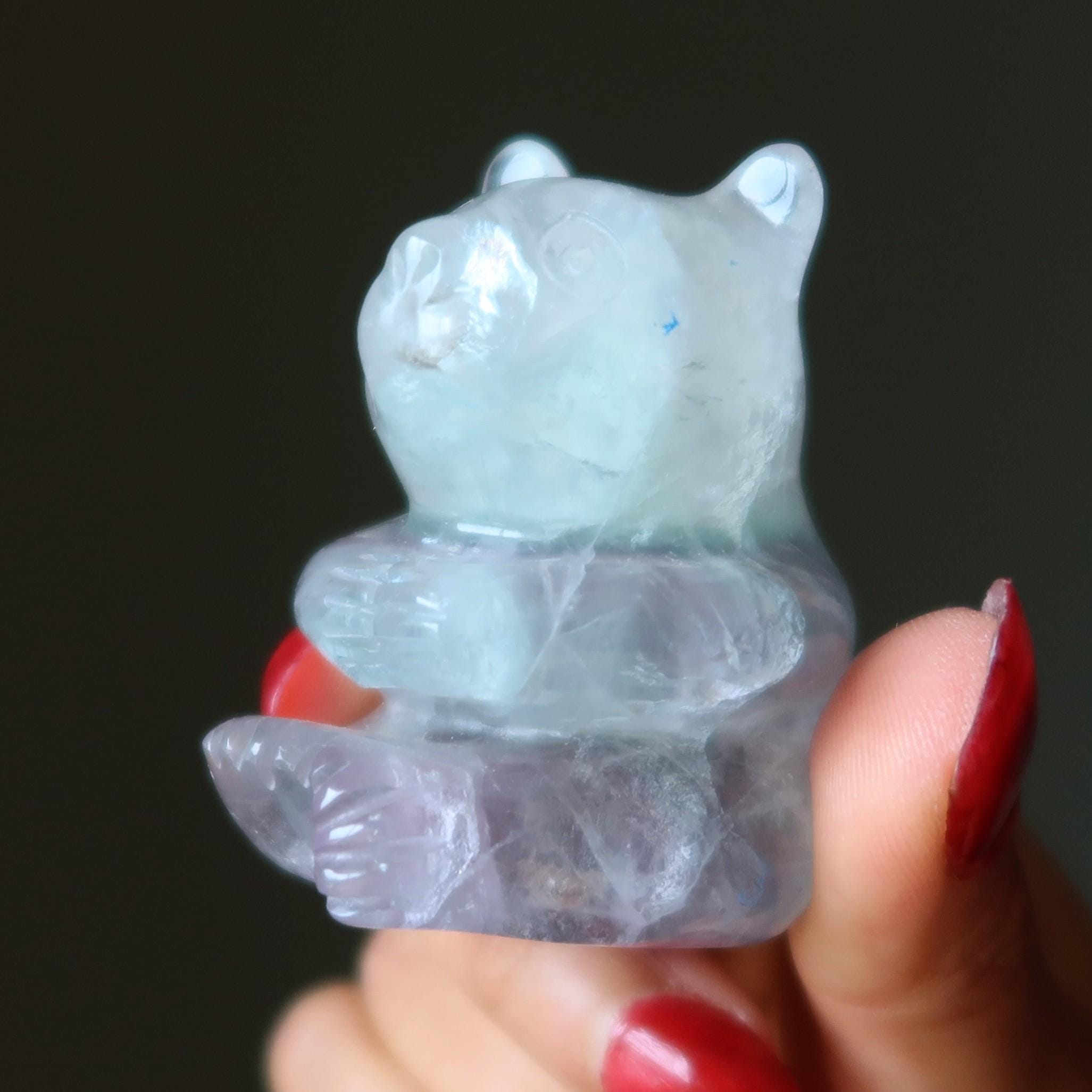 Fluorite Bear Sitting Sweetheart Rainbow Figurine Animal Gemstone Crystal Green Fluorite Bear Sitting Sweetheart Rainbow Figurine Animal Gemstone Crystal Green
