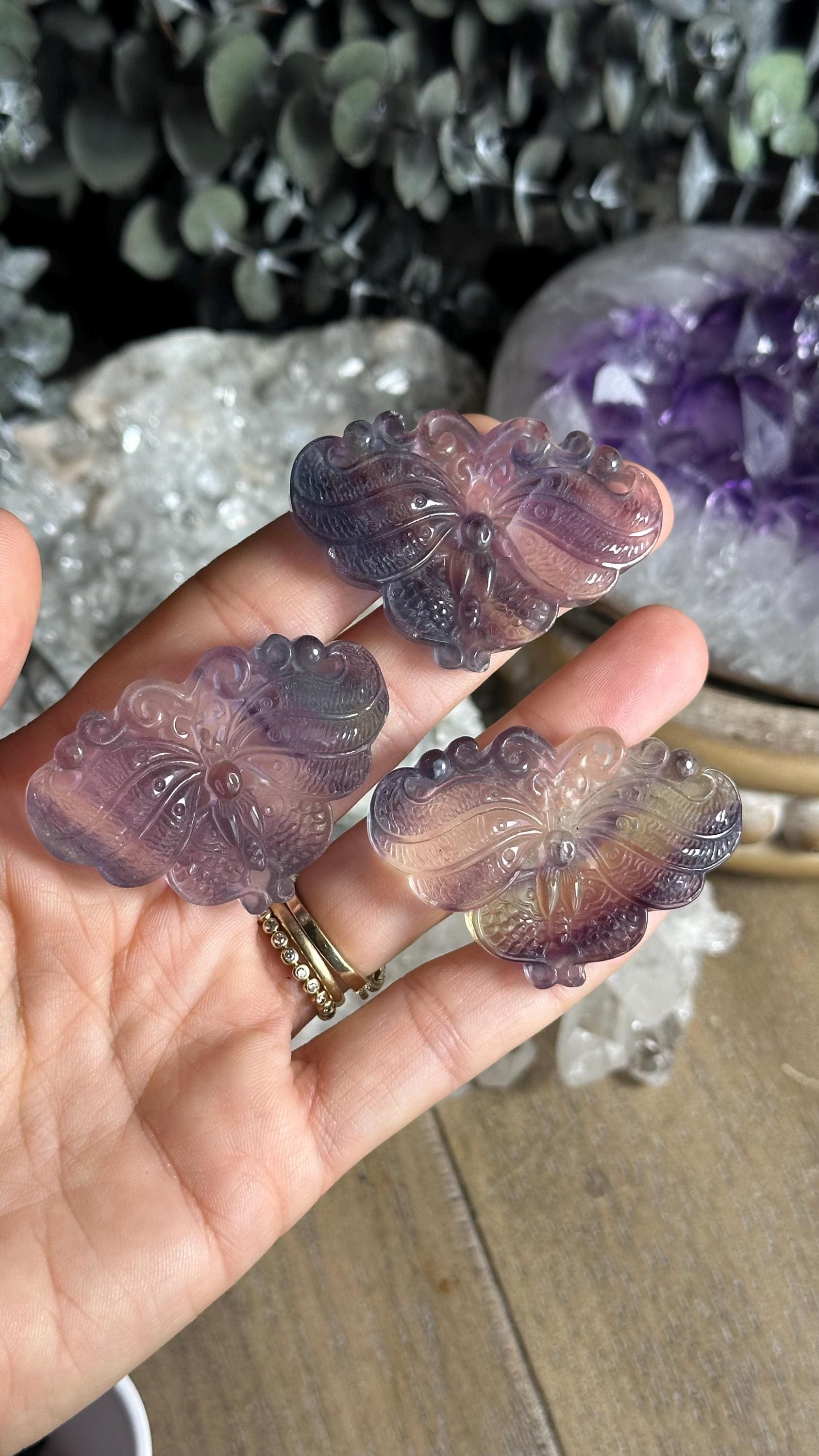 Fluorite Butterfly Carving, 2" Crystal Figurine Fluorite Butterfly Carving, 2" Crystal Figurine
