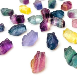 Fluorite Crystal Goldfish: Carved Rainbow Gemstone (15-19mm)