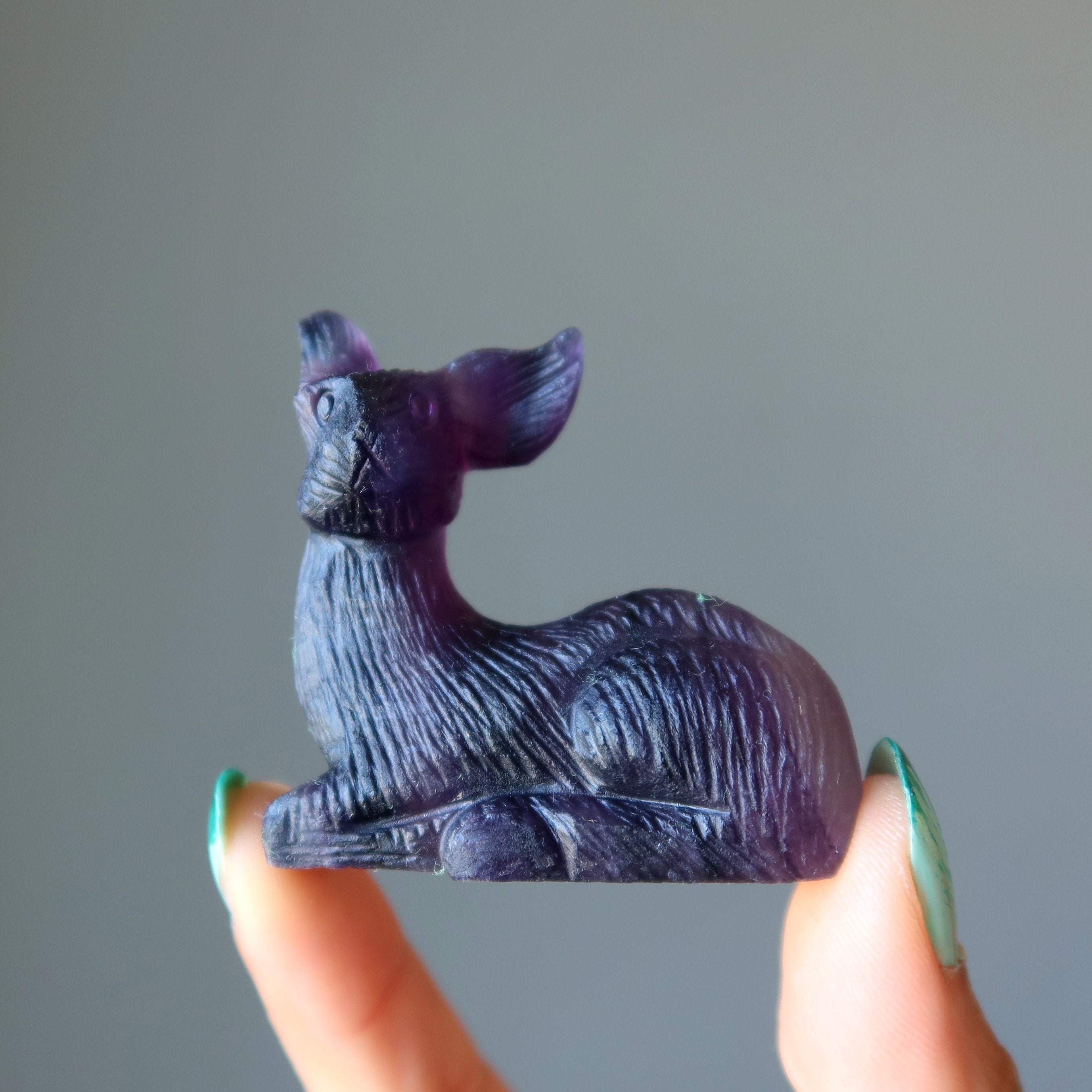 Fluorite Deer Magical Meadow Animal Figurine Purple Gemstone Crystal