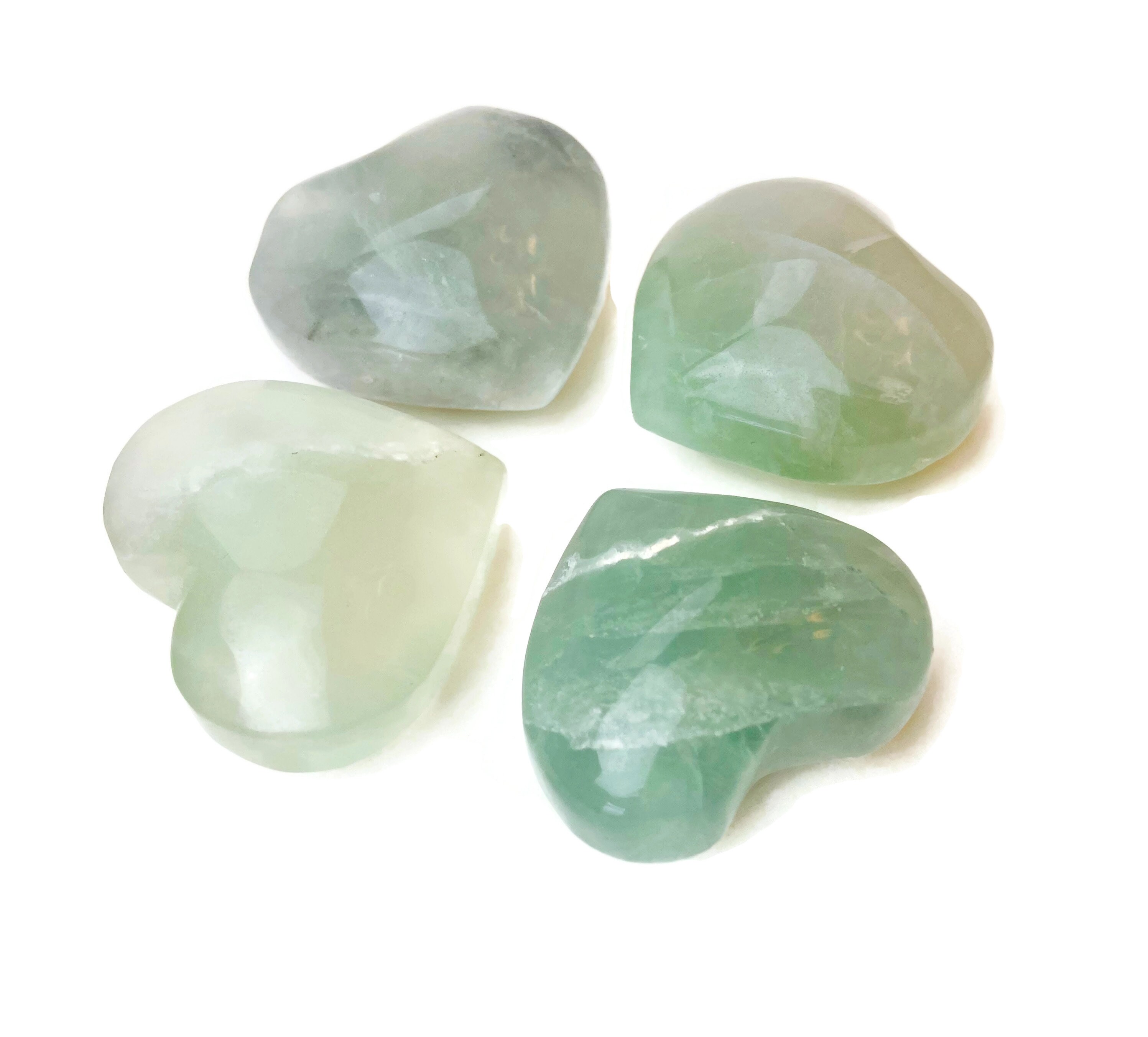 Green Fluorite Crystal Heart: Polished Gemstone (45-60 Mm)