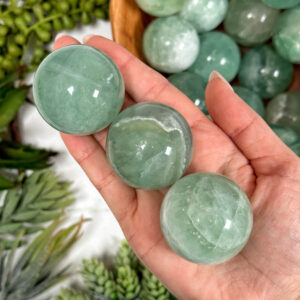 Green Fluorite Sphere | 40mm | - No. 544 (polished Crystal Ball, Heart Chakra, Healing Stone)