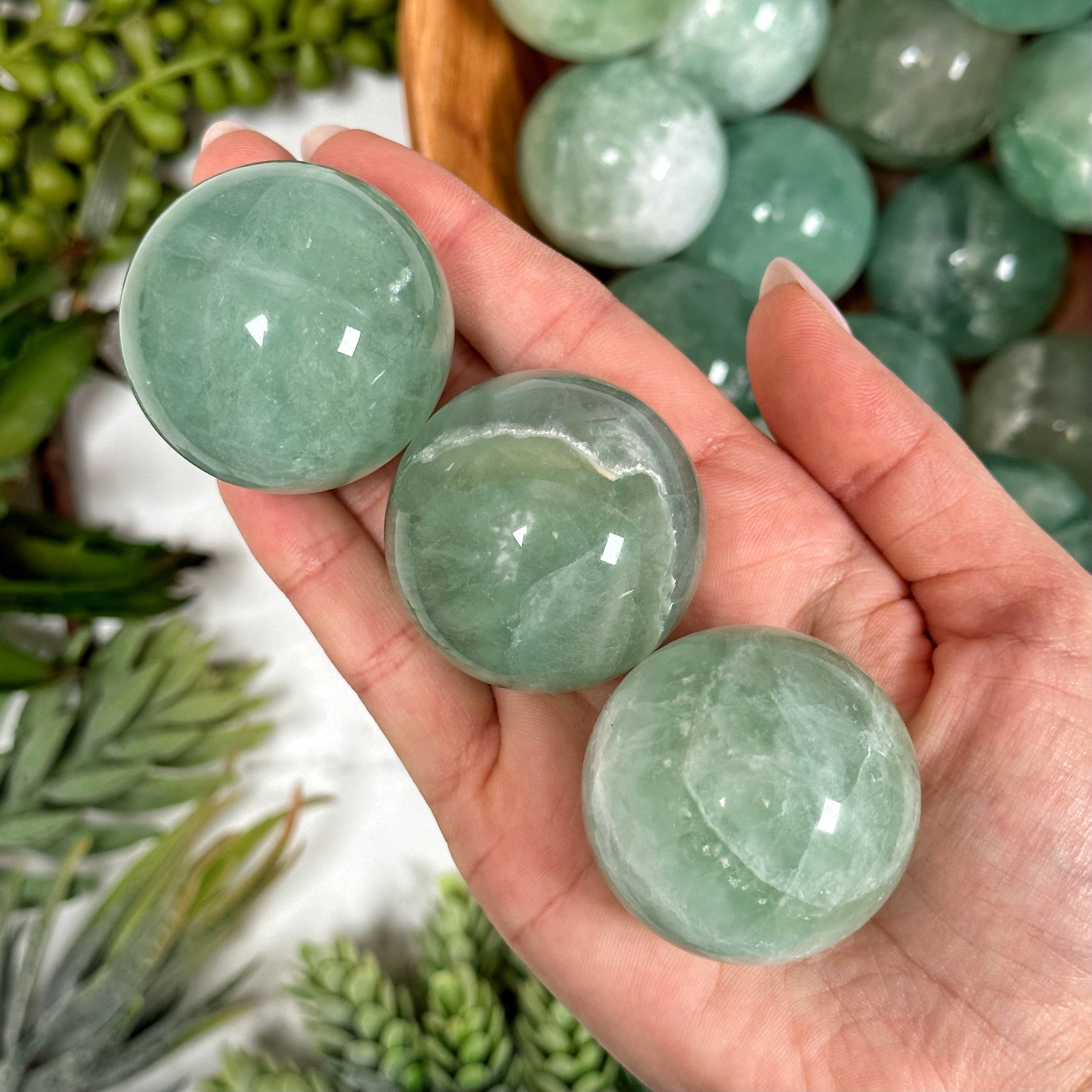 Green Fluorite Sphere | 40mm | - No. 544 (polished Crystal Ball, Heart Chakra, Healing Stone)