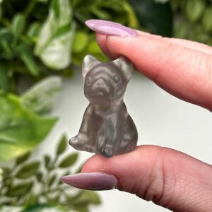 Fluorite Mini Frenchie | 14g | - No. 949 (polished Purple Crystal Carving, Throat Chakra, Guidance)