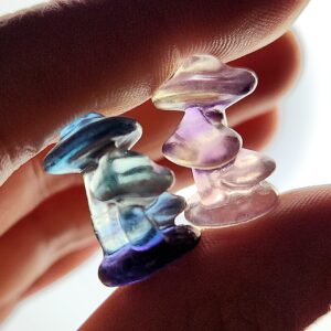 Fluorite Mushroom Carving, Tiny Crystal Mushroom - Fluorite Gemstone