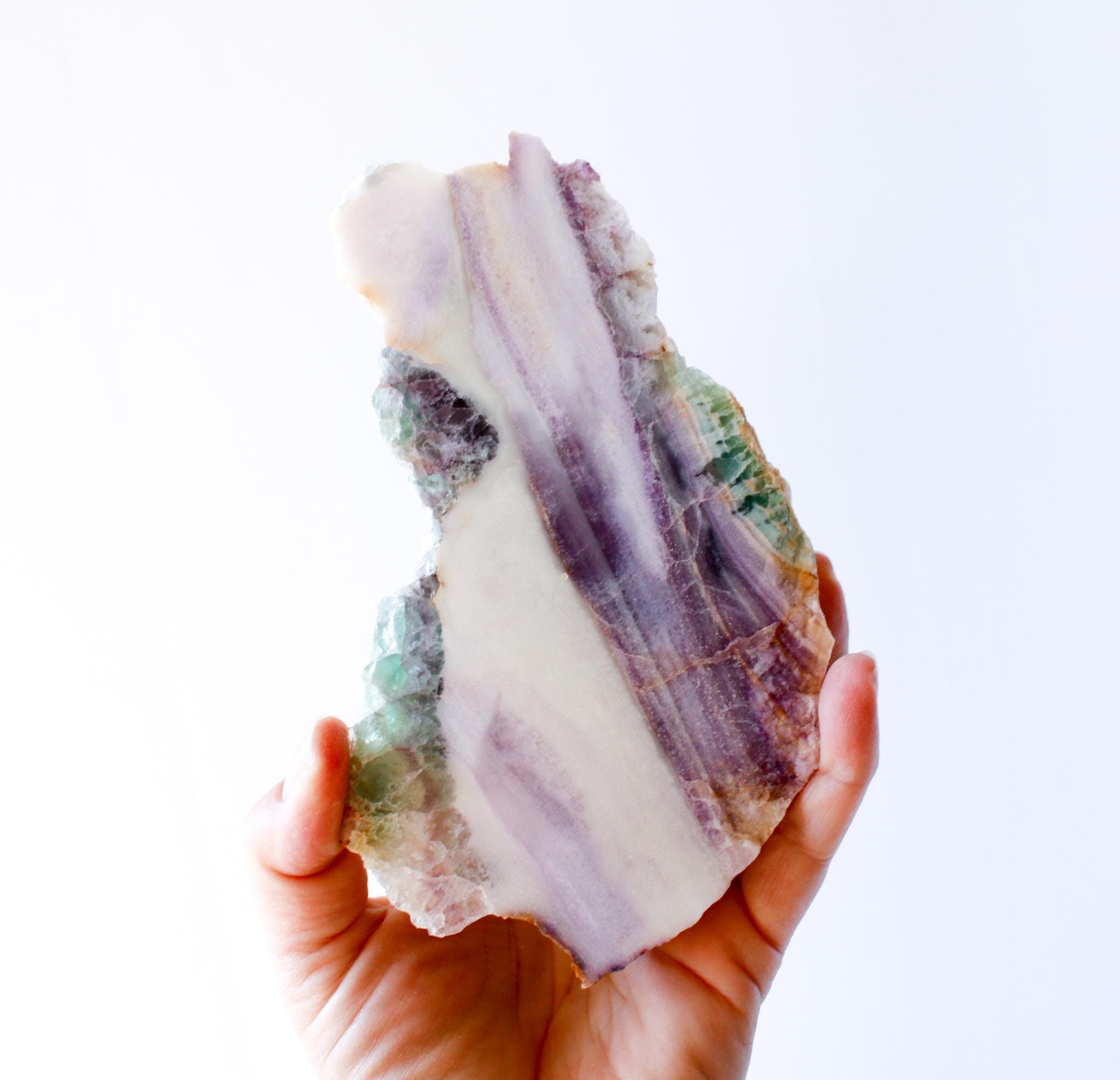 Nevada Fluorite In Fluorite - Half Polished Cut Slab Nevada Fluorite In Fluorite - Half Polished Cut Slab