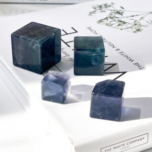 Purple Fluorite Crystal Cube: Healing Stone Decor