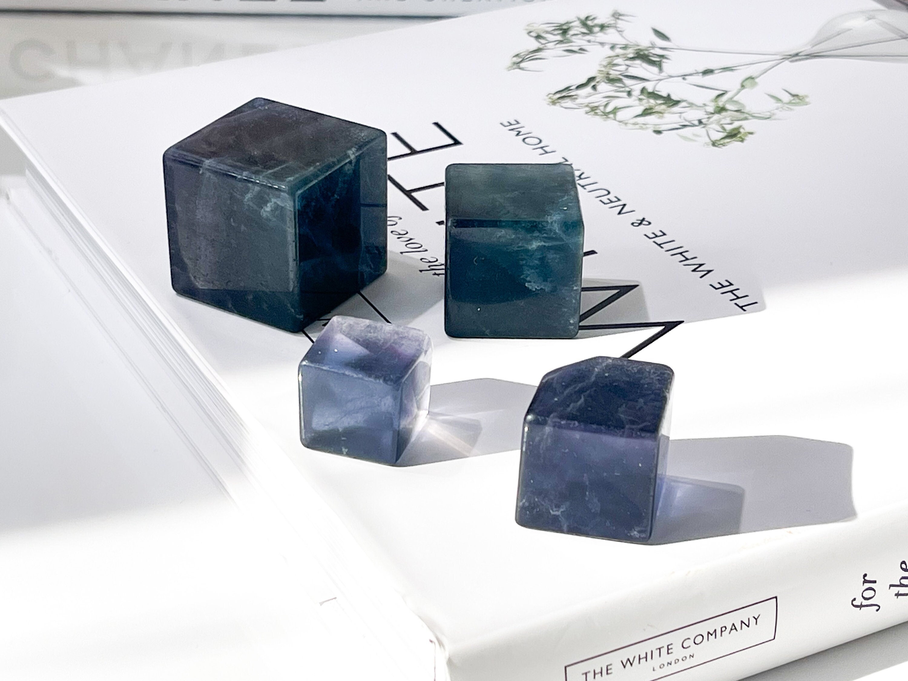 Purple Fluorite Crystal Cube: Healing Stone Decor