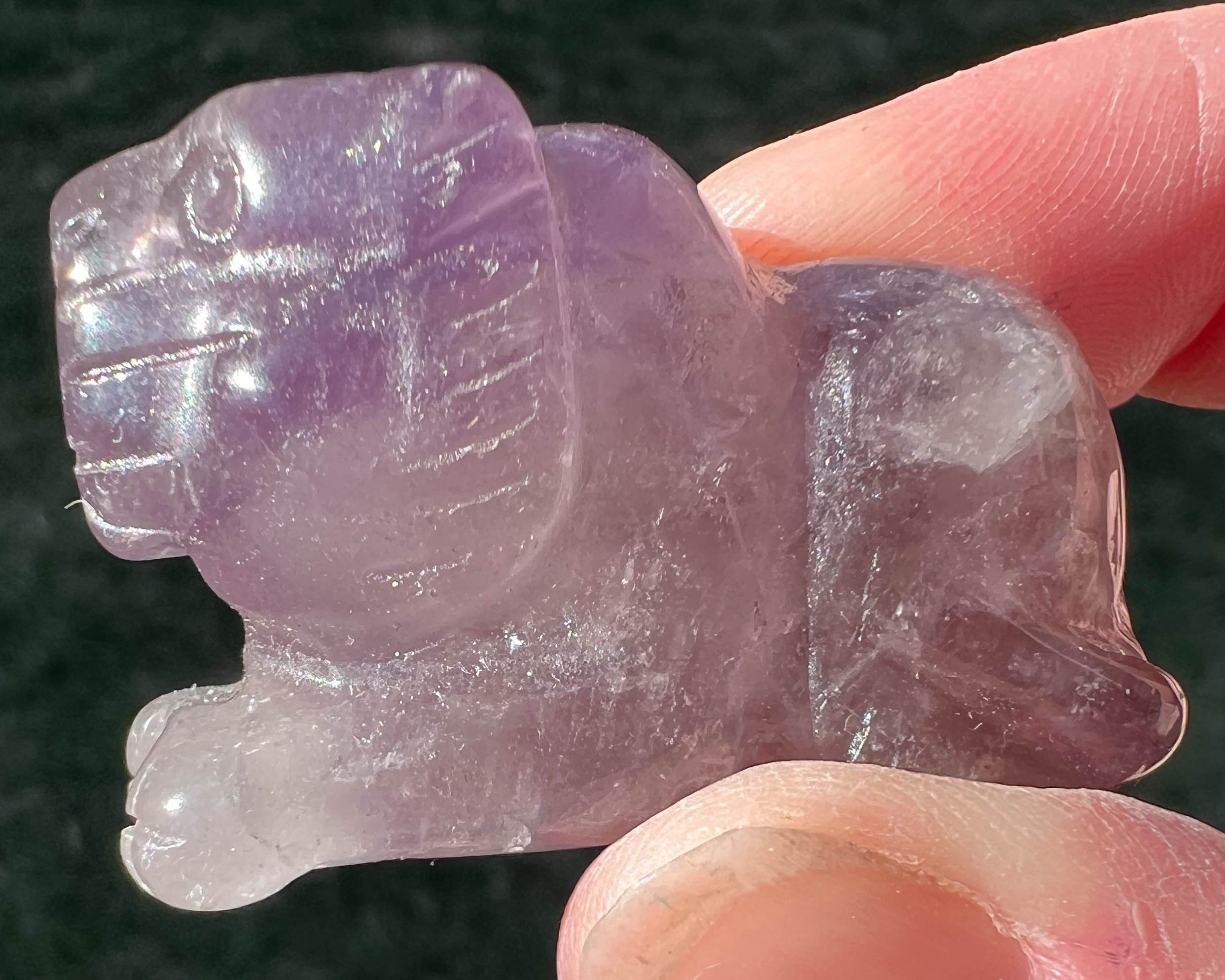 Purple Fluorite Lion Figurine: Small Crystal Cat Carving, Gemstone Tiger #1