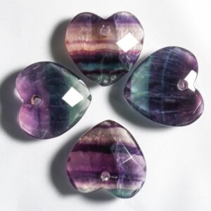 Purple Stripped Fluorite Faceted Small Hearts*