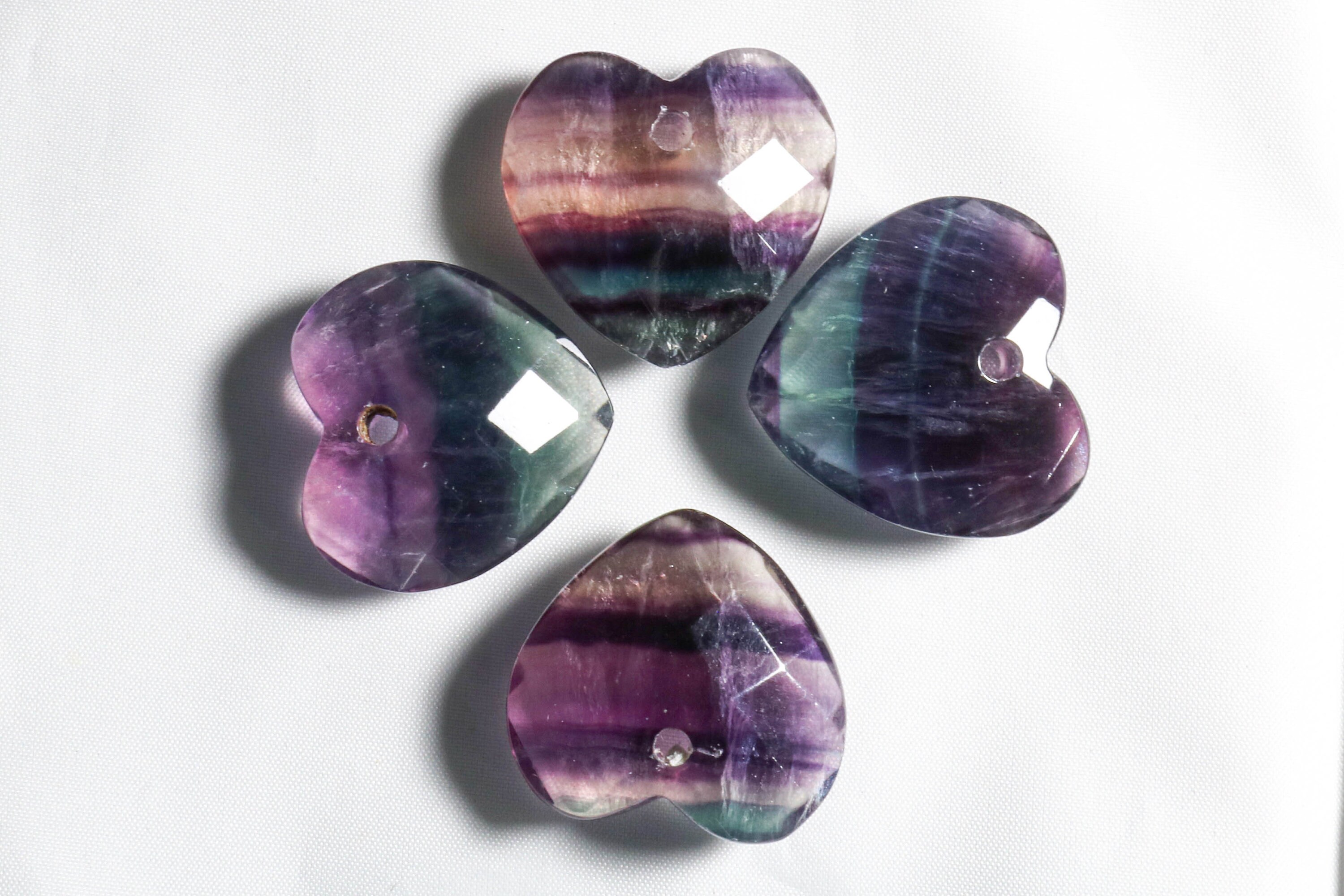Purple Stripped Fluorite Faceted Small Hearts*