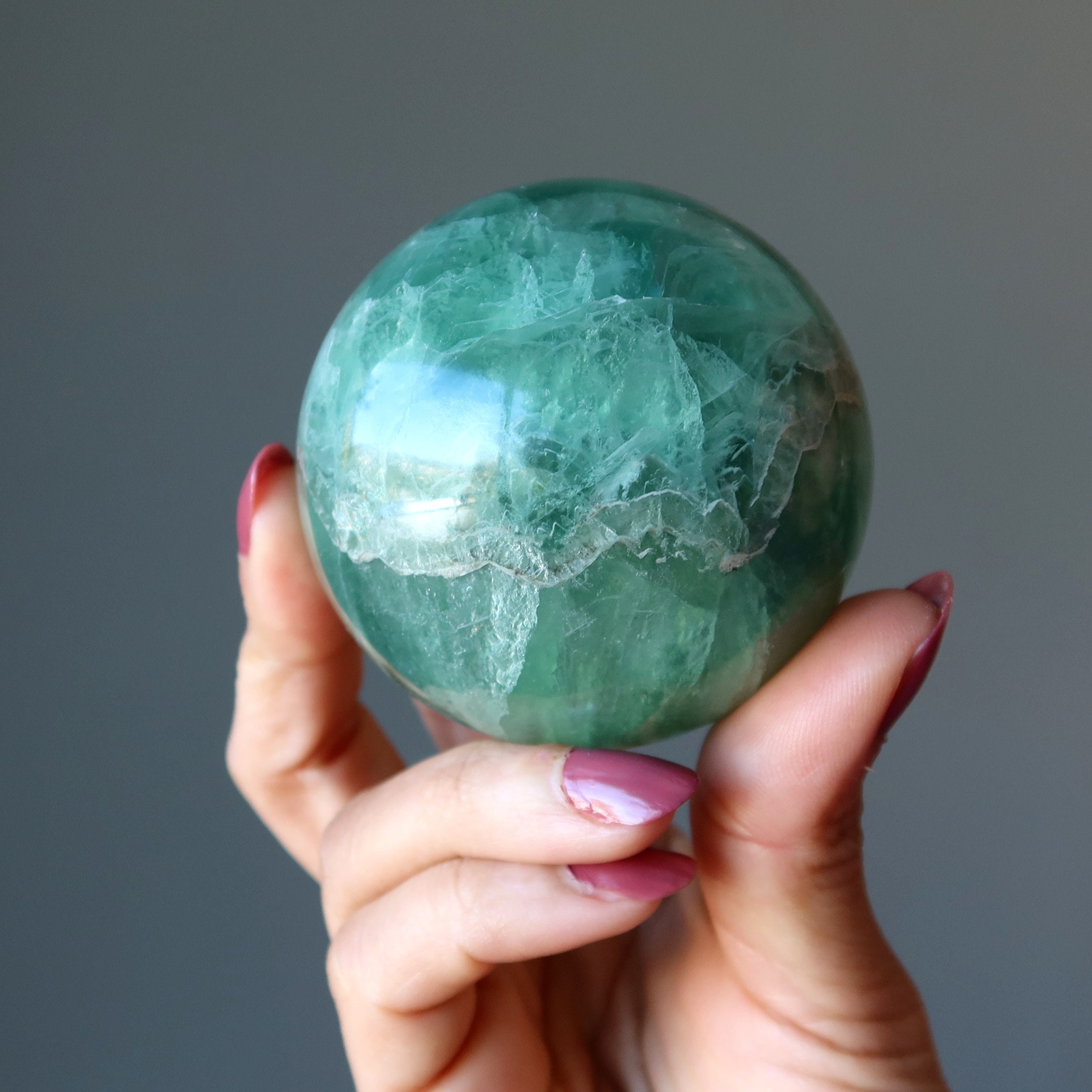 Fluorite Sphere Green Gazing Crystal Ball Gemstone
