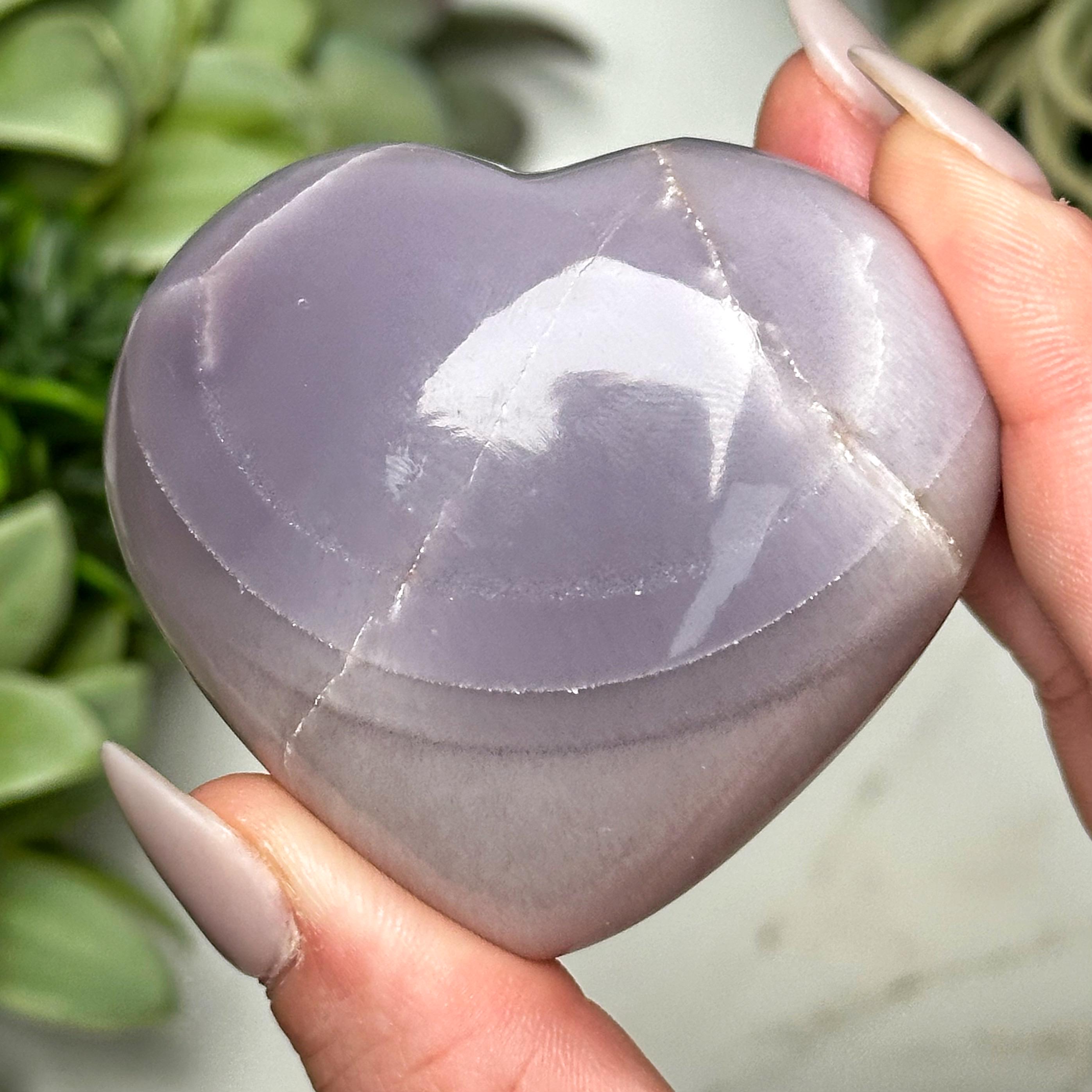 Yttrium Fluorite Heart | 115g | - #1 (polished Purple Crystal Carving, Crown Chakra, Balance)