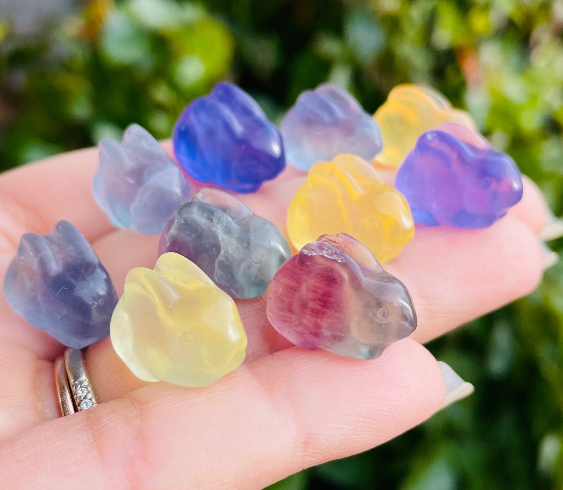 Fluorite Bunny: Carved Tumbled Rainbow Crystal (10-15mm) Fluorite Bunny: Carved Tumbled Rainbow Crystal (10-15mm)