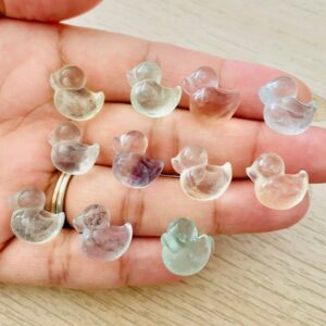 Fluorite Duck Carving: Polished Tumbled Stone Animal (10-13mm) Fluorite Duck Carving: Polished Tumbled Stone Animal (10-13mm)