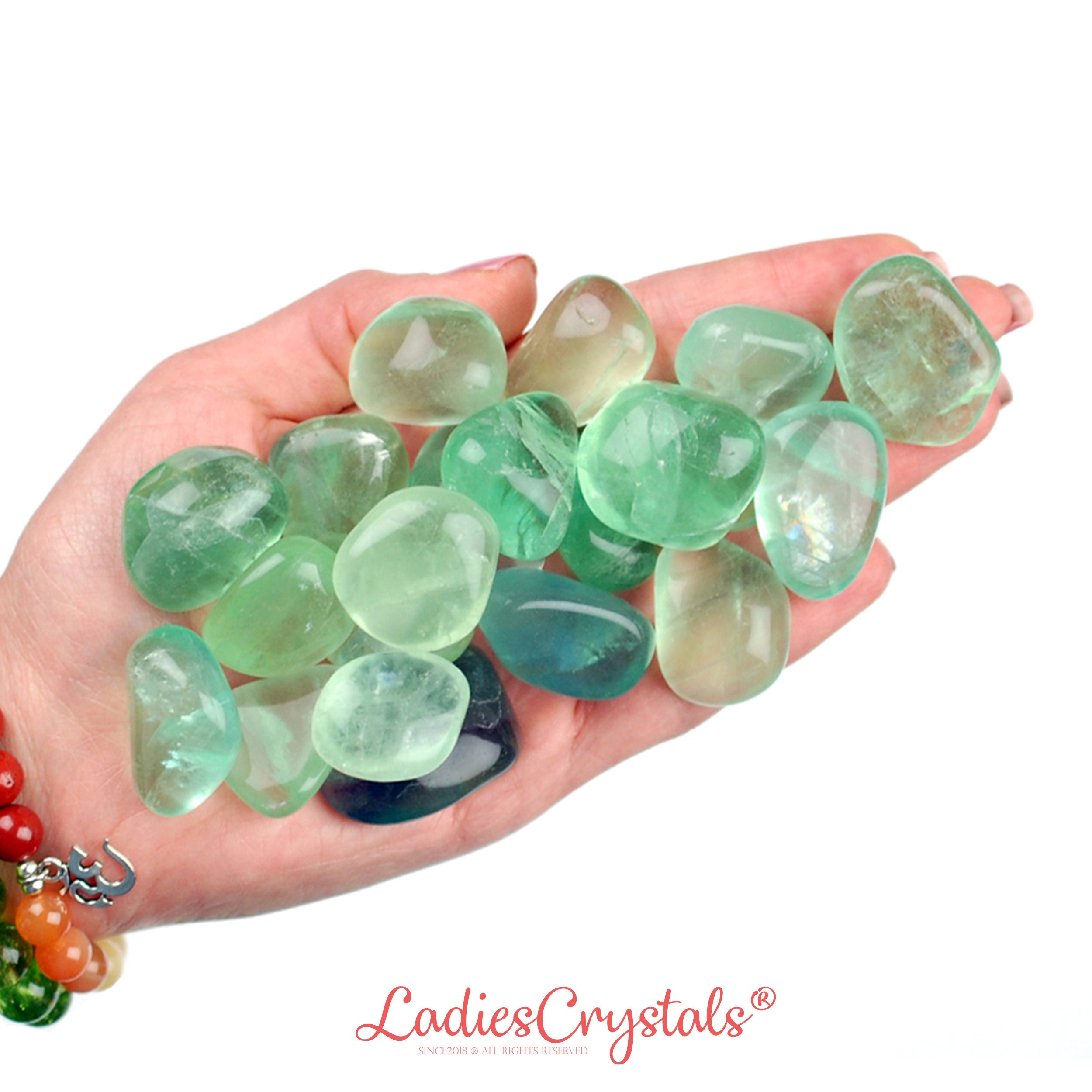 Green Fluorite Tumbled Stone, Mint Emerald Crystal, Focus And Altar Ritual Healing Gem