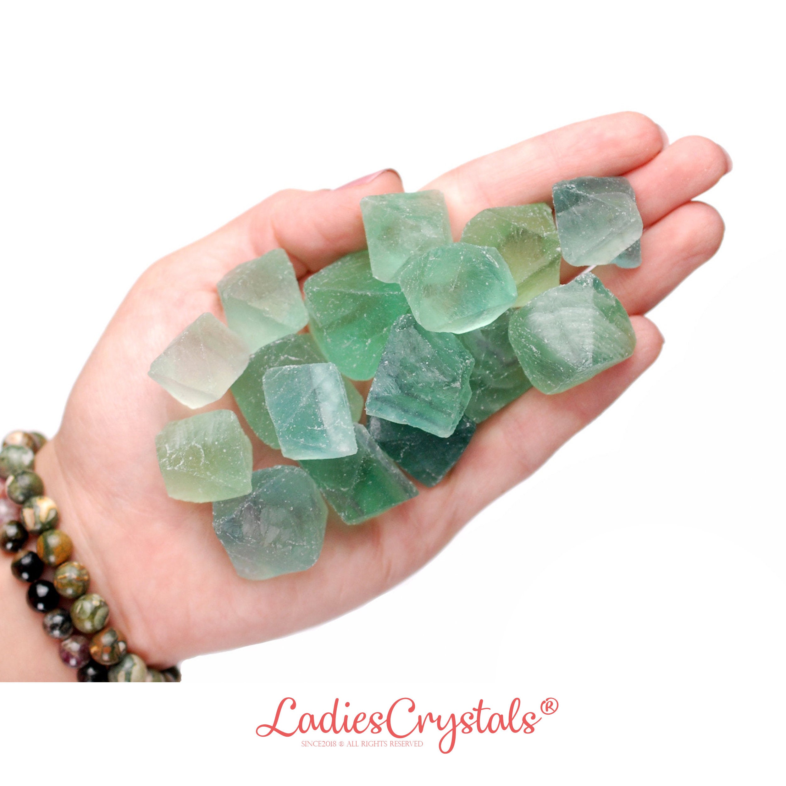 Green Fluorite Tumbled Stone, Natural Crystal For Mental Clarity, Focus And Heart Chakra Green Fluorite Tumbled Stone, Natural Crystal For Mental Clarity, Focus And Heart Chakra