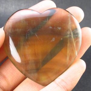 Large Tumbled Natural Fluorite Heart From China - 2.0" - 43.9 Grams