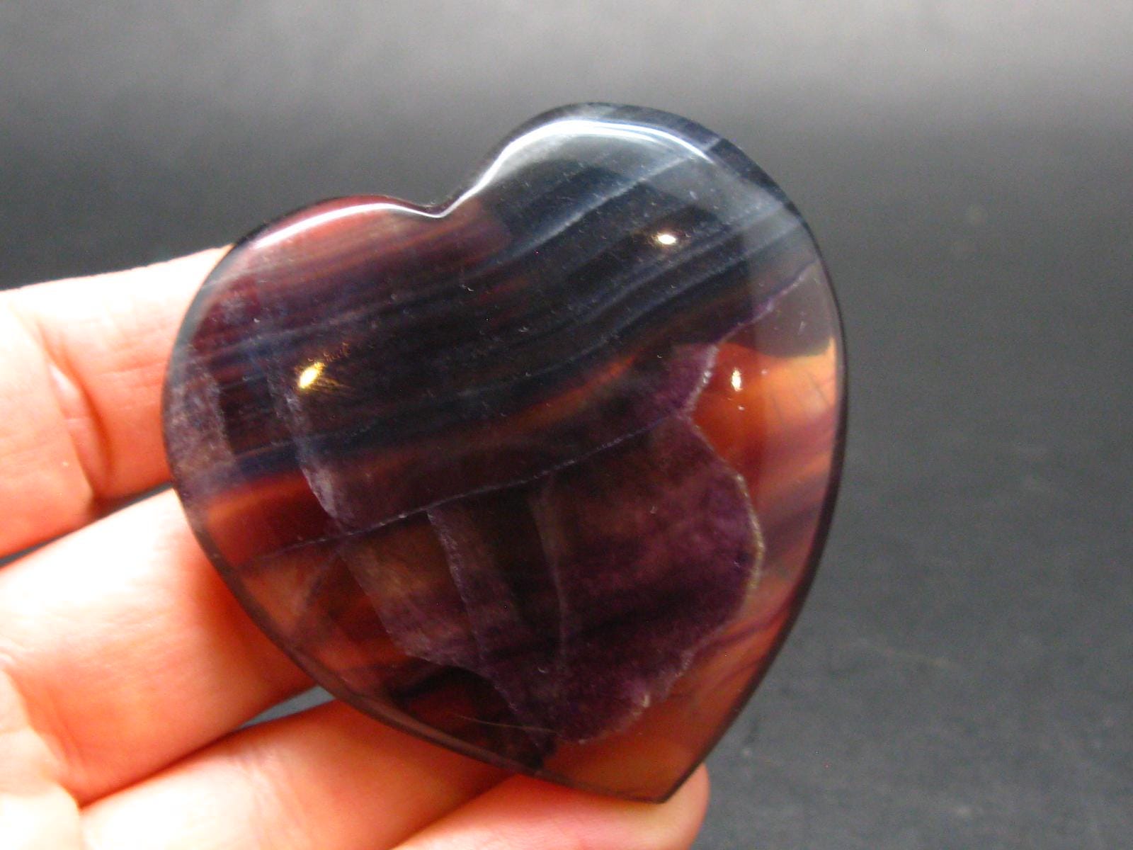 Large Tumbled Natural Fluorite Heart From China - 1.9" - 48.65 Grams Large Tumbled Natural Fluorite Heart From China - 1.9" - 48.65 Grams