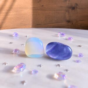 Fluorite Tumbled Stone And An Opalite, Gift Set, Healing Crystal