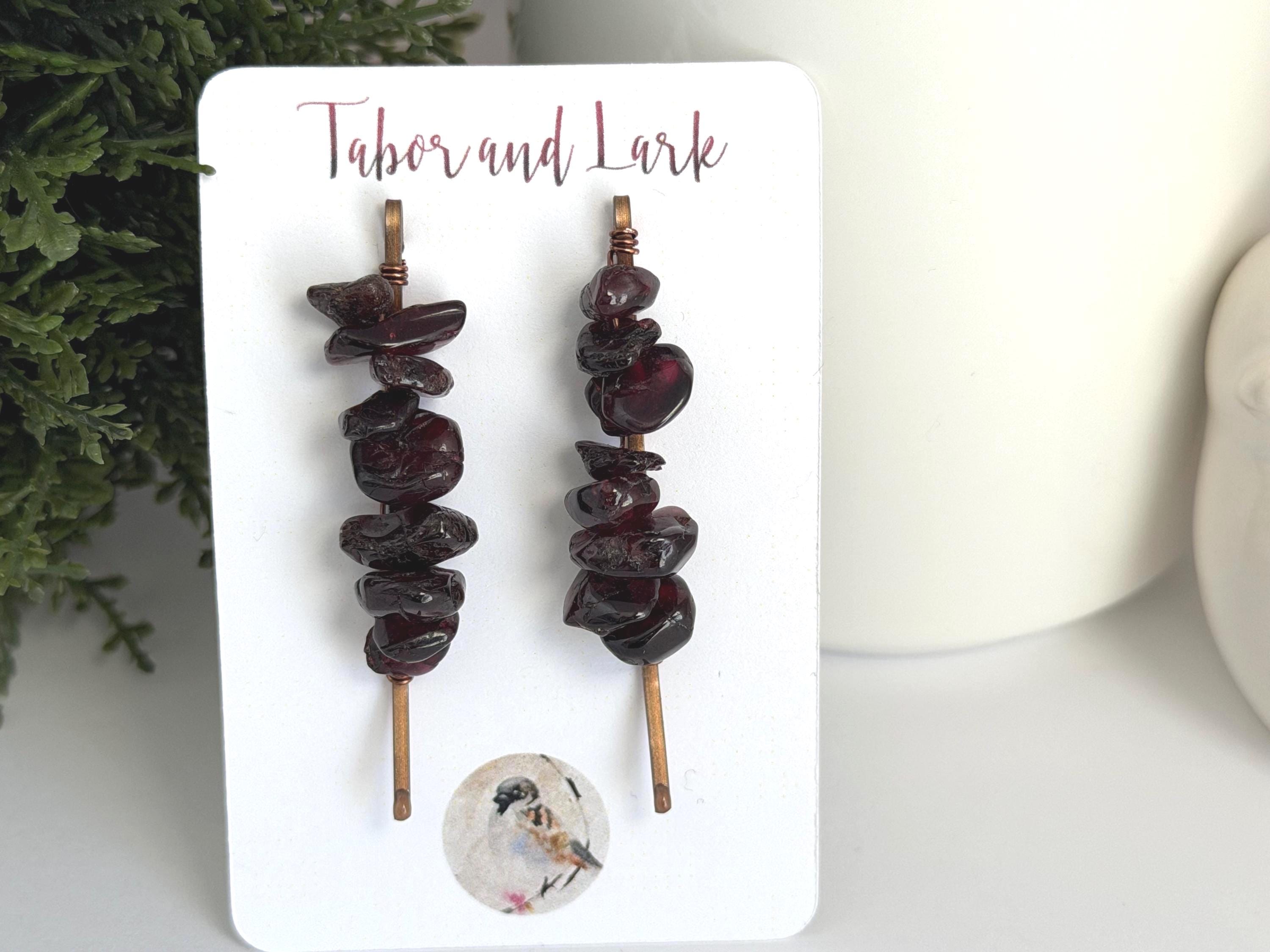Garnet Bobby Pins, Gemstone Hair Clips, Set Of Two Garnet Hair Slides